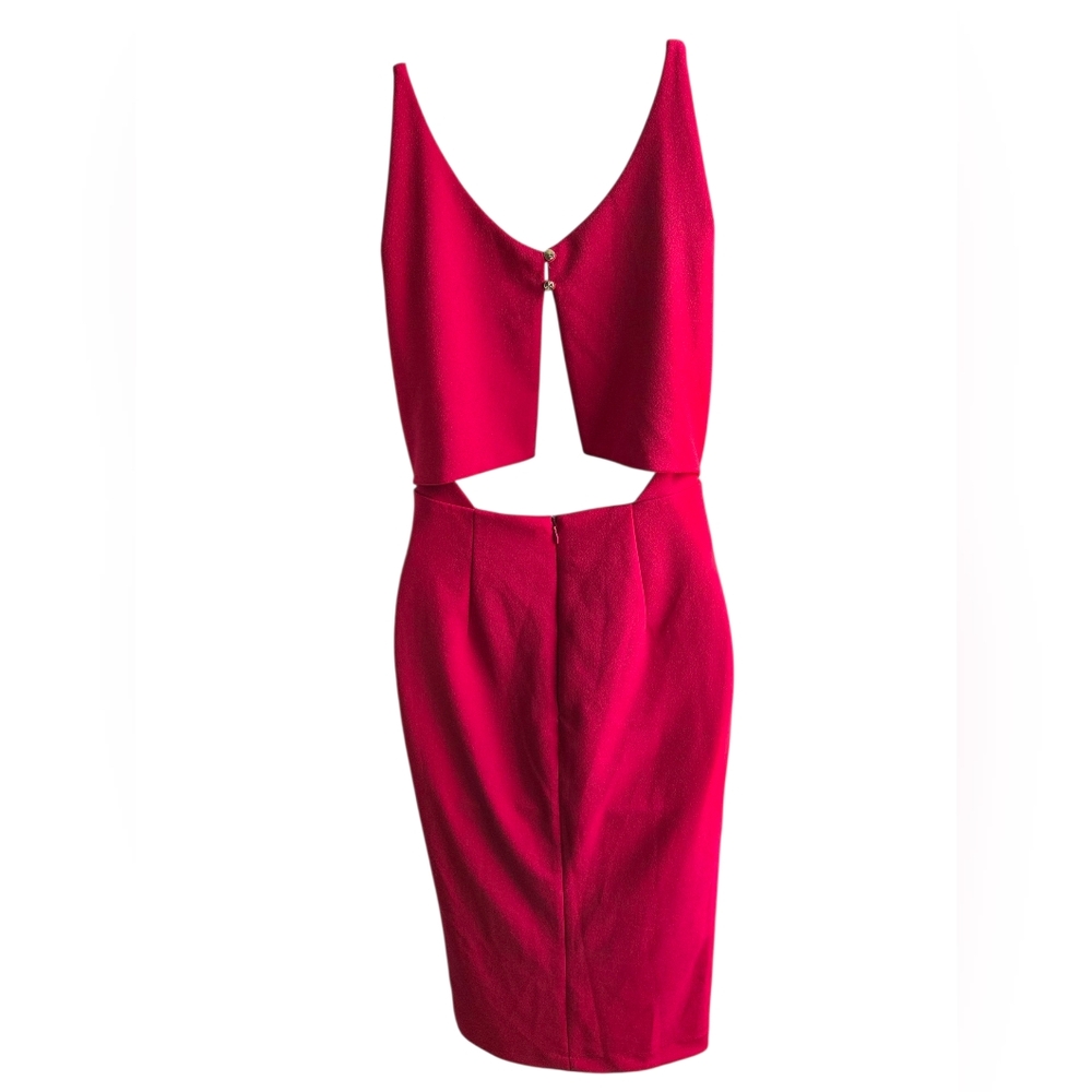 Lulus Dark Pink Mini Dress Size S Keyhole Back Stretch - Picture 2 of 3